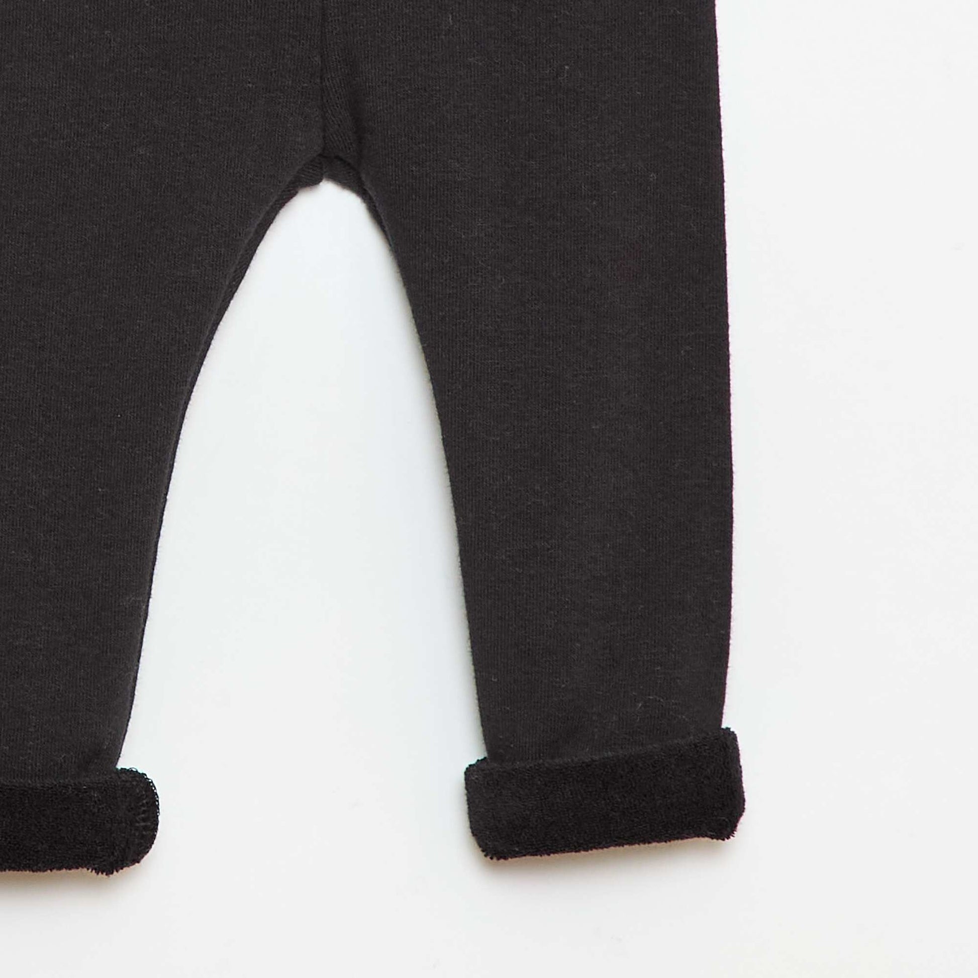 Legging tricot gratté en coton uni NOIR