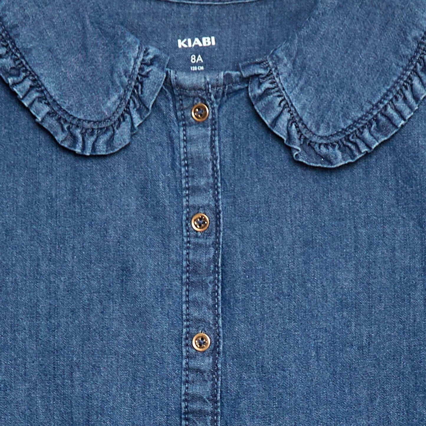 Blouse en denim avec col claudine BLEU