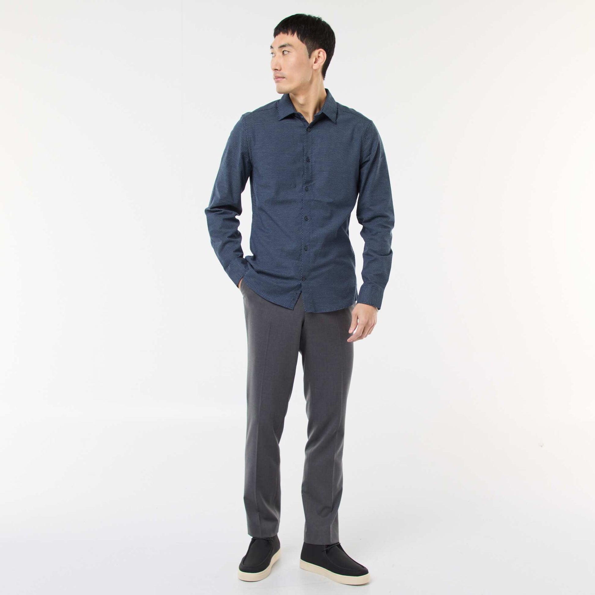 Chemise dobby coupe slim BLEU