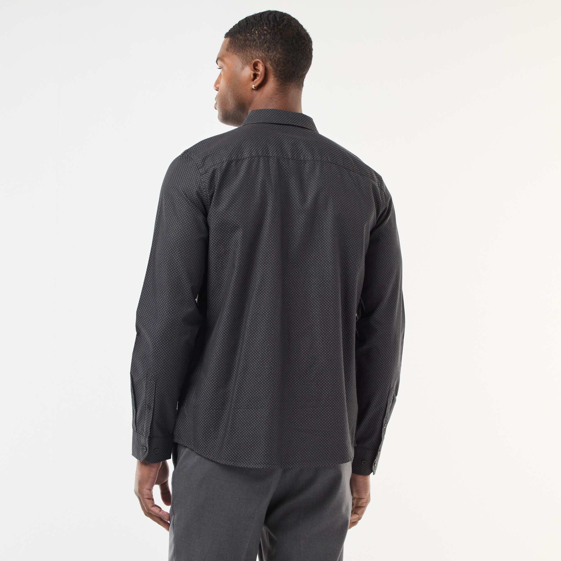 Chemise regular en tissage dobby coton NOIR