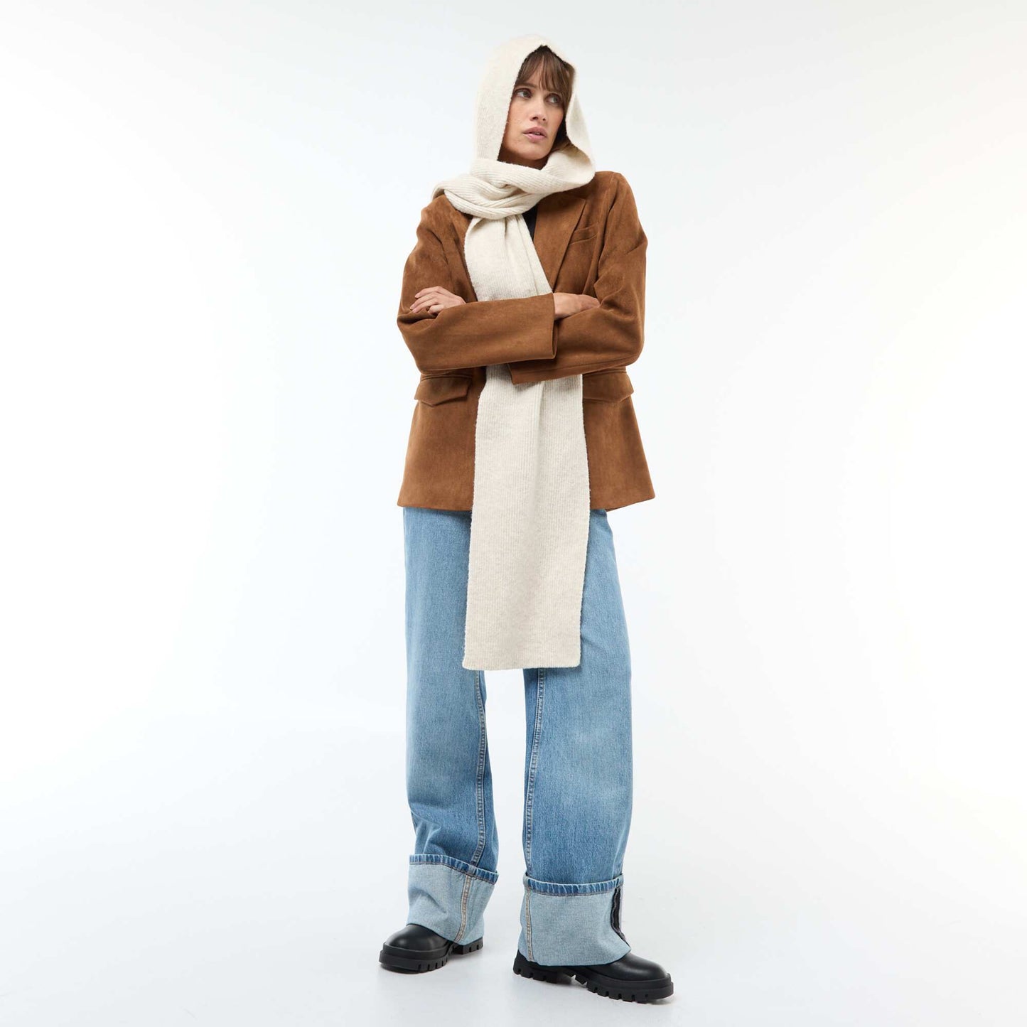 Echarpe en tricot avec capuche intégrée BEIGE