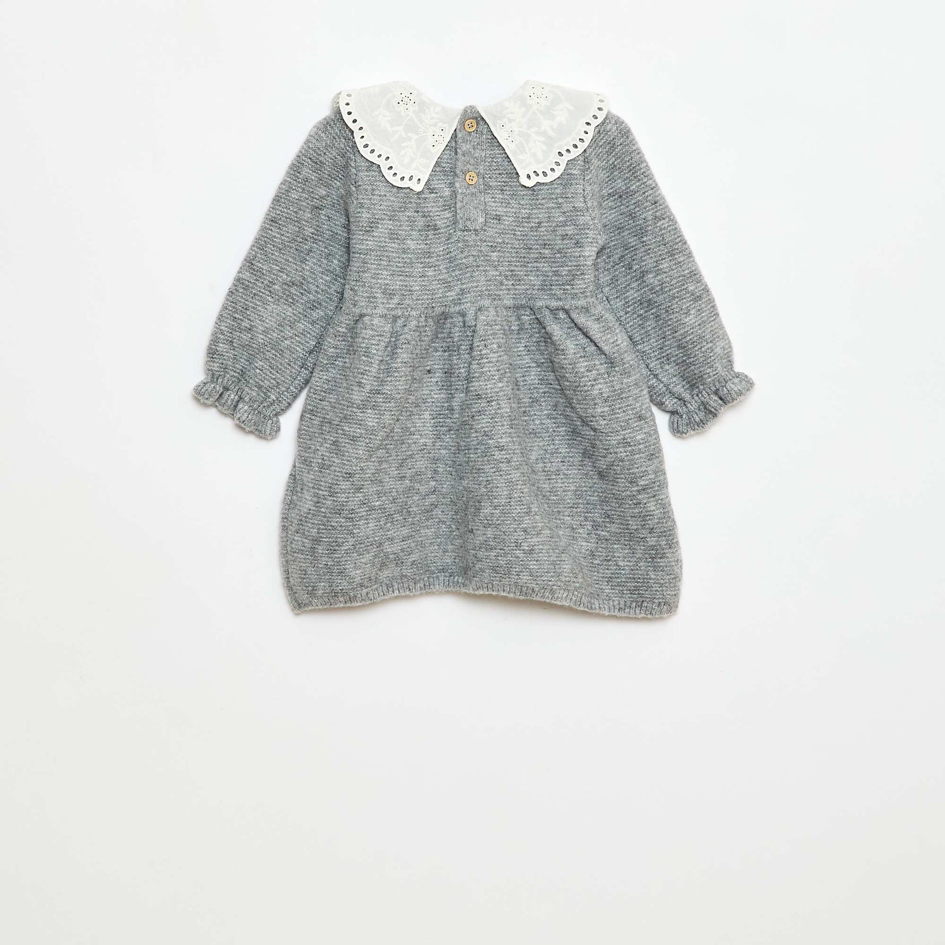Robe en tricot avec col claudine GRIS