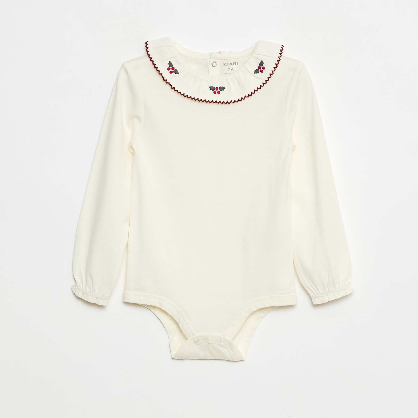 Body avec col claudine et manches longues BLANC