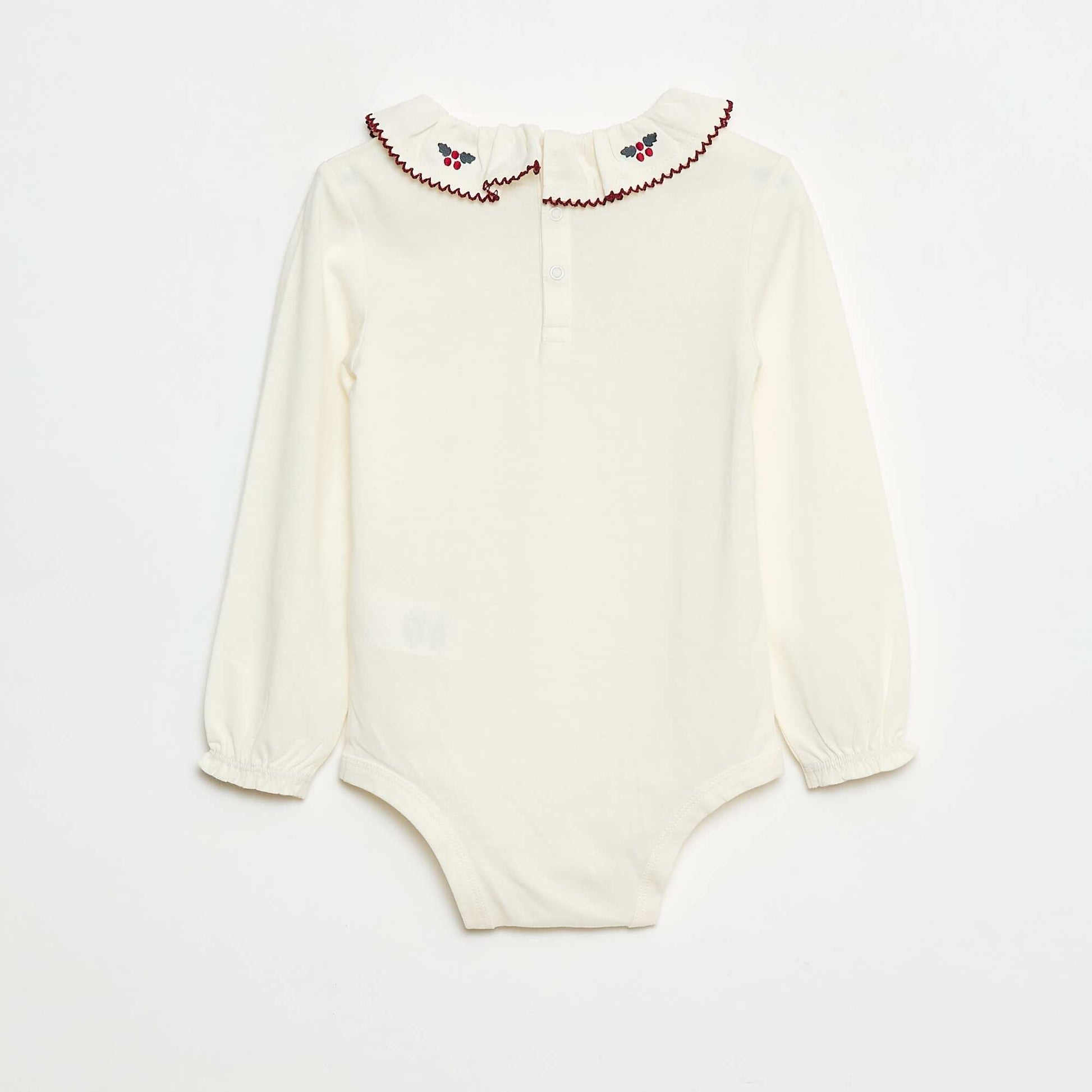 Body avec col claudine et manches longues BLANC