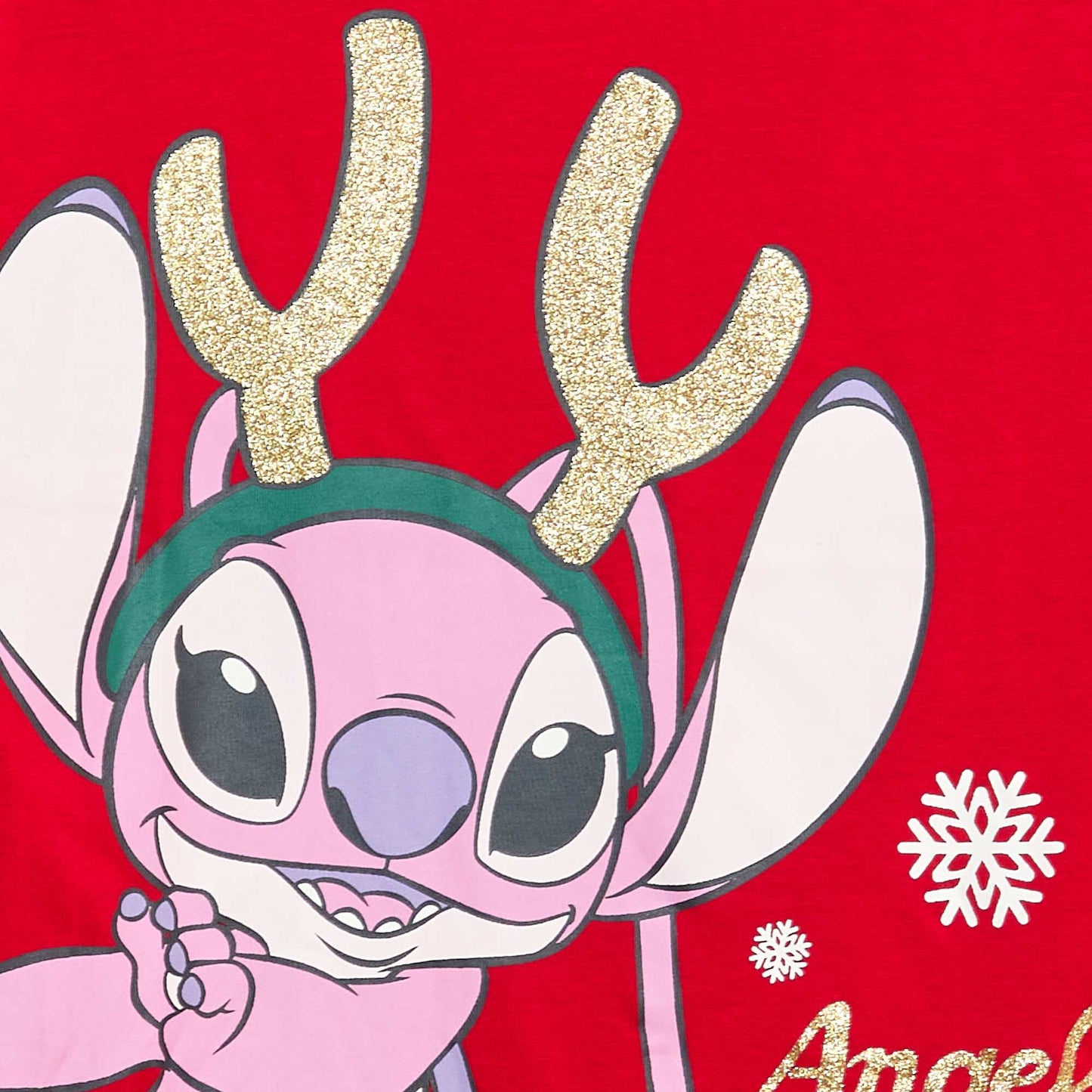 T-shirt imprimé Noël 'Disney' 'Angel' en jersey coton ROUGE
