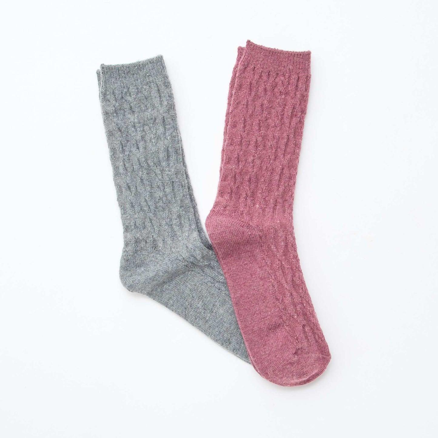 Lot de 2 paires de chaussettes en laine torsadée GRIS