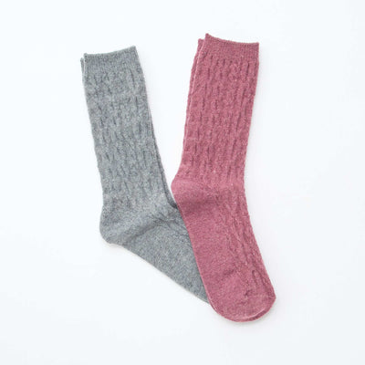 Lot de 2 paires de chaussettes en laine torsadée GRIS