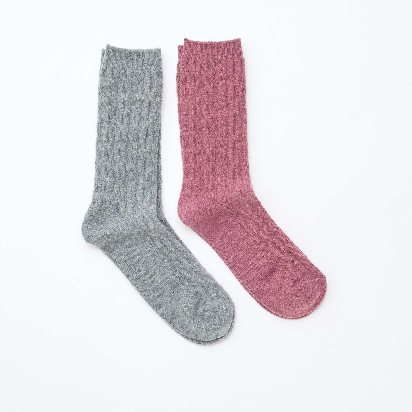 Lot de 2 paires de chaussettes en laine torsadée GRIS