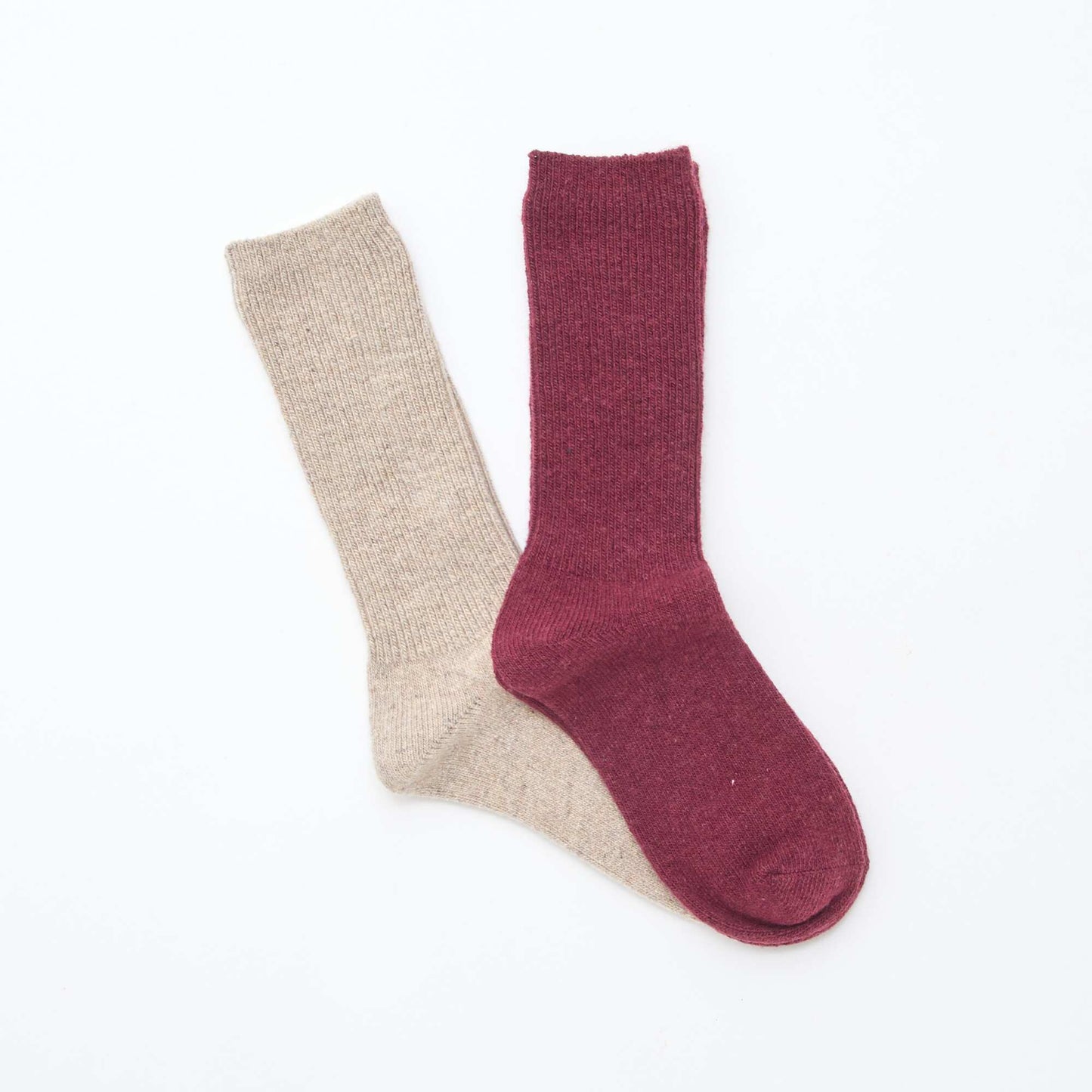Lot de 2 paires de chaussettes chaudes unies ROUGE