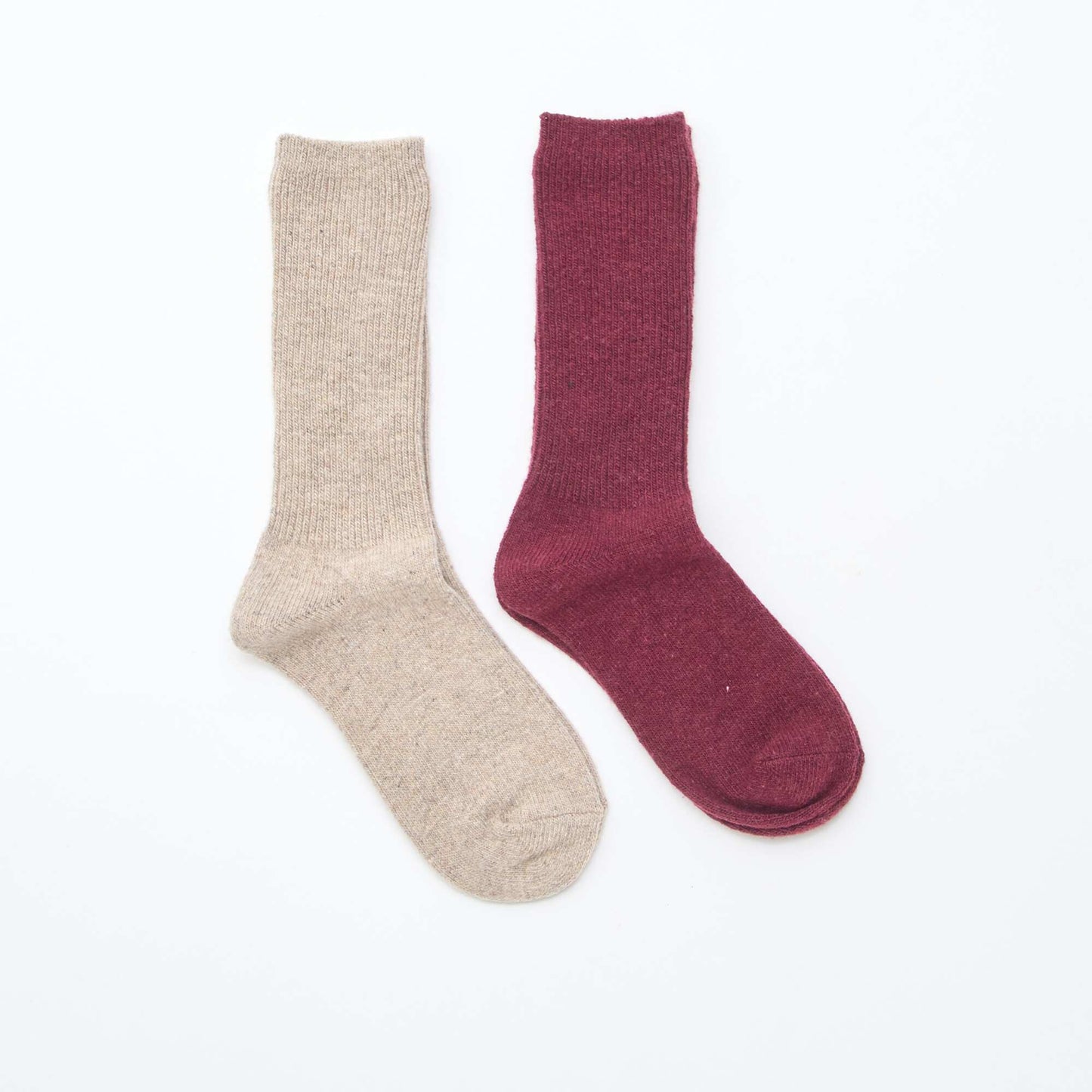 Lot de 2 paires de chaussettes chaudes unies ROUGE