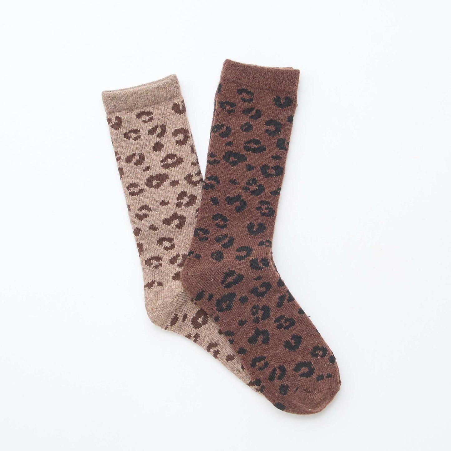Lot de 2 paires de chaussettes chaudes 'Léopard' MARRON