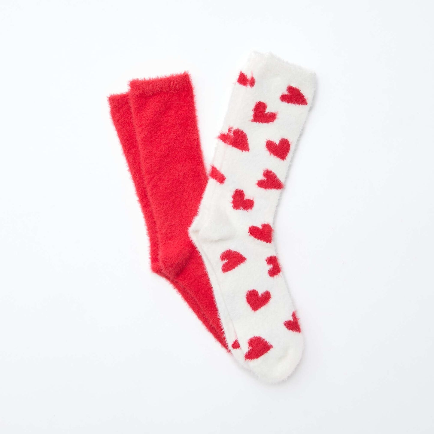 Lot de 2 paires de mi-chaussettes fantaisie cœur ROUGE