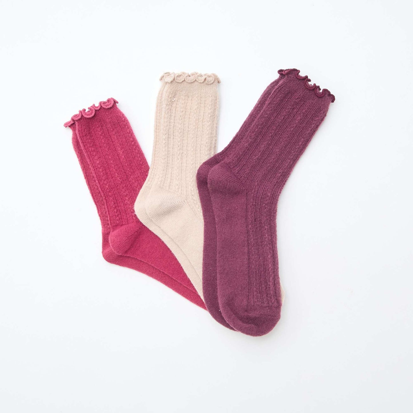 Chaussettes fantaisie avec finitions froufrous ROSE