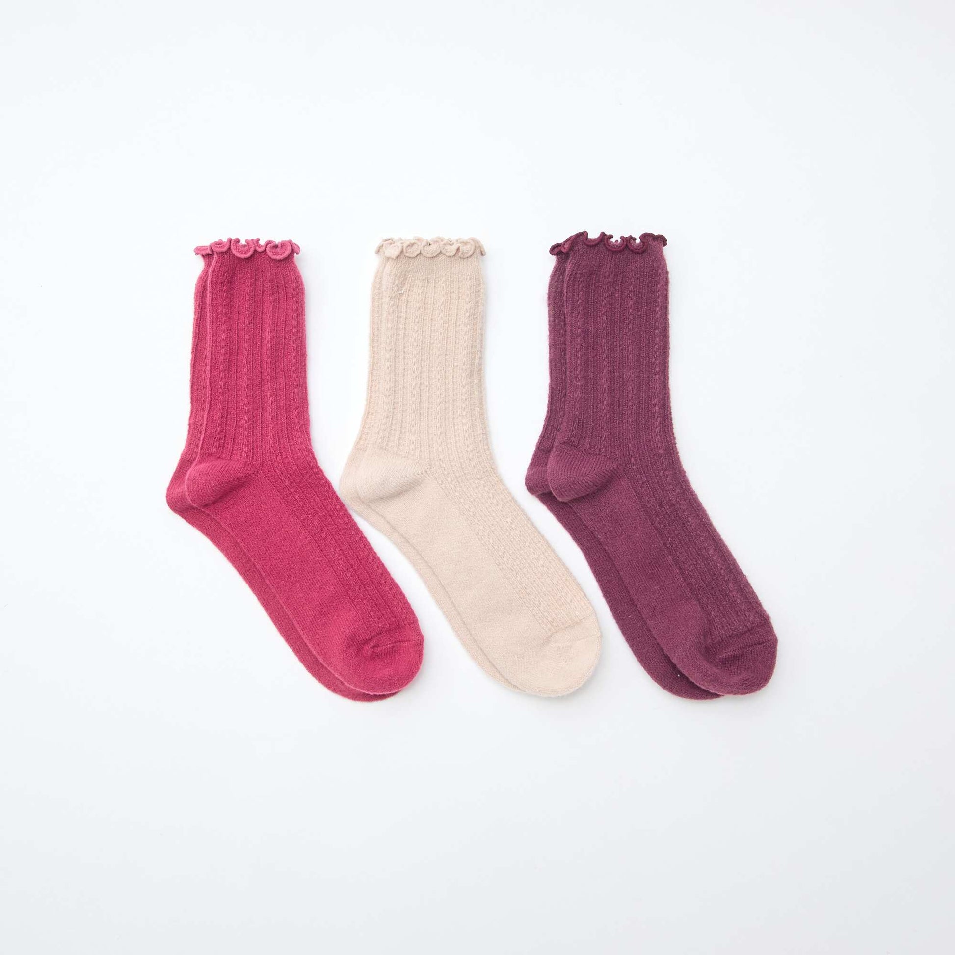 Chaussettes fantaisie avec finitions froufrous ROSE