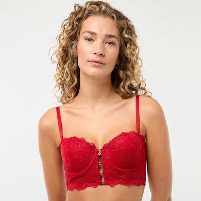 Soutien-gorge bustier en dentelle ROUGE