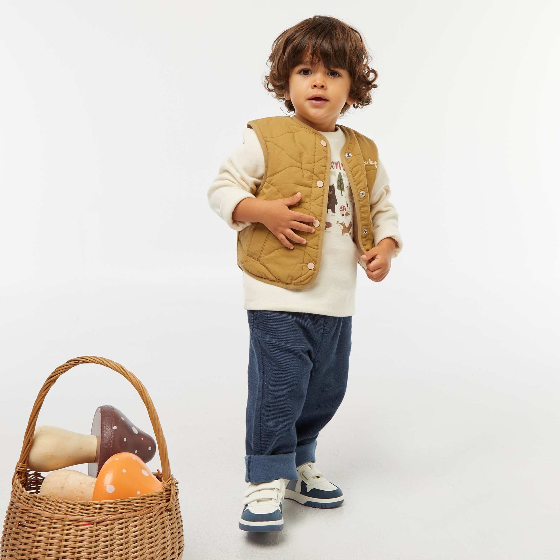 Tee-shirt imprimé en maille doudou BLANC