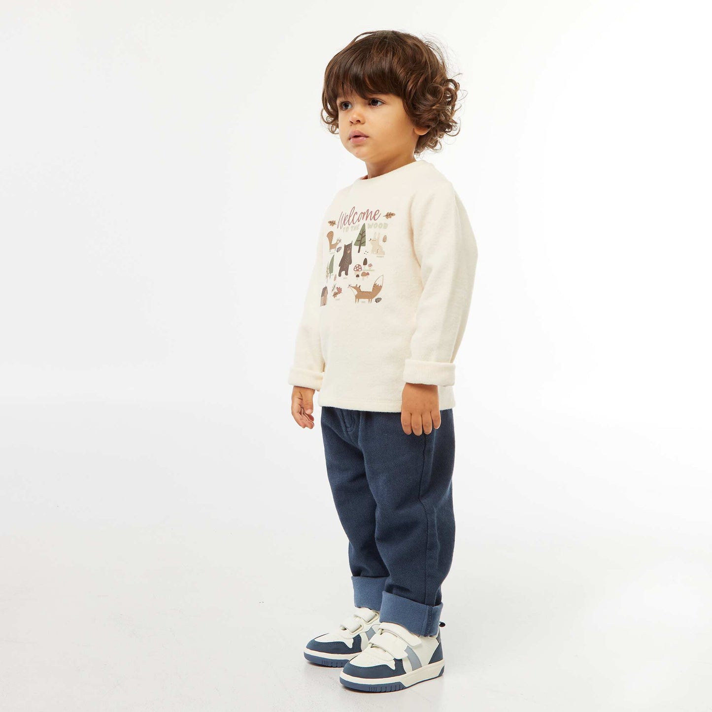 Tee-shirt imprimé en maille doudou BLANC