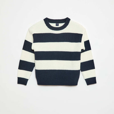 Pull tricoté en color block BLEU