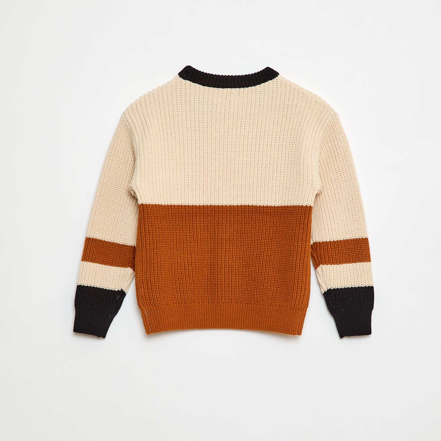 Pull tricoté en color block BEIGE