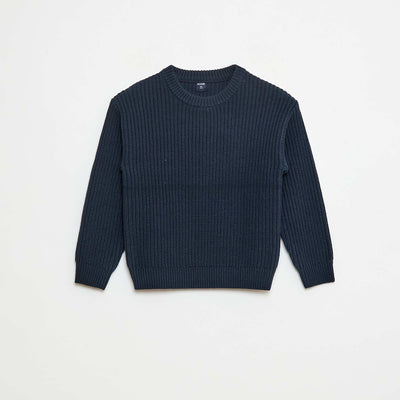 Pull tricoté en color block BLEU