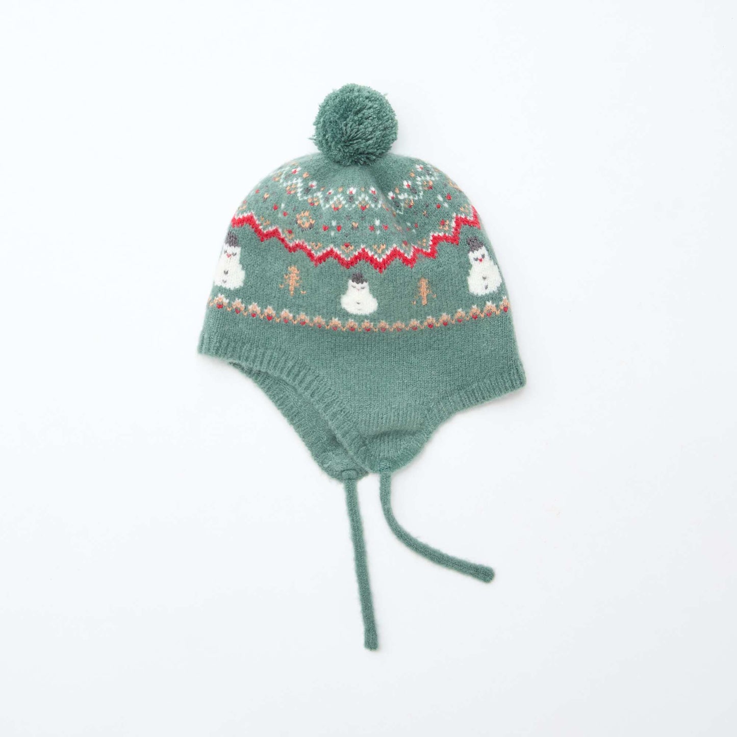 Bonnet style péruvien à motif 'Noël' VERT