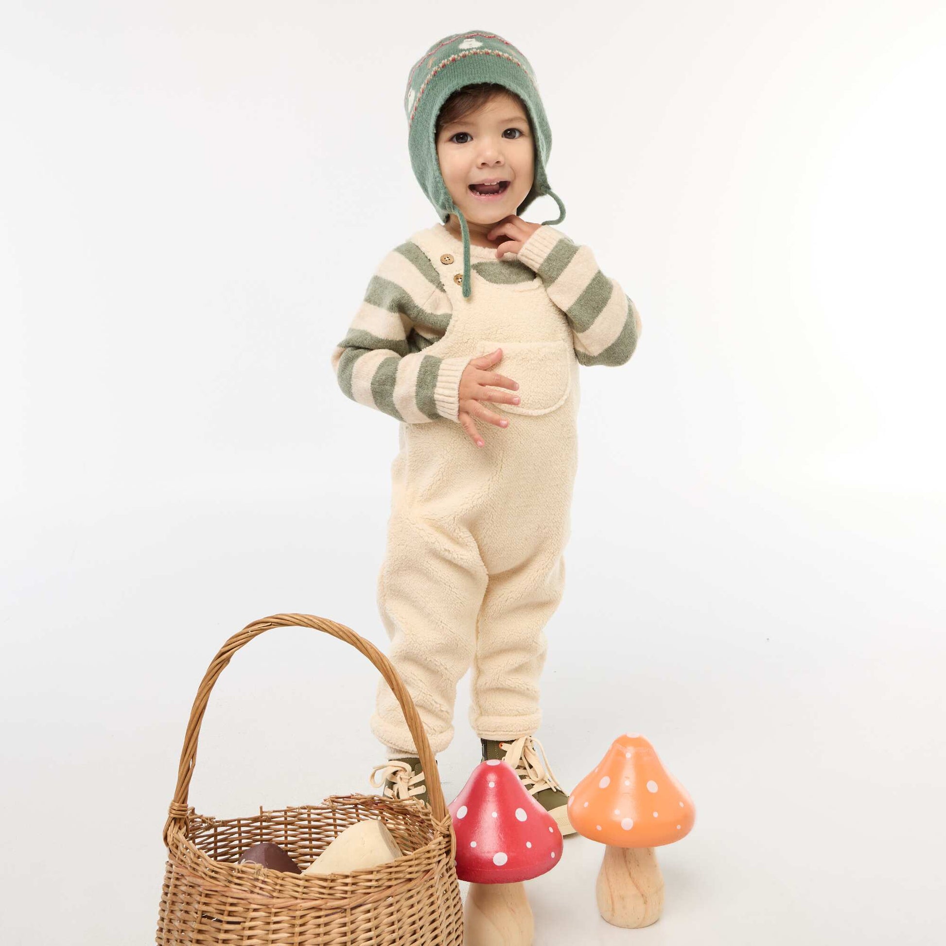 Bonnet style péruvien à motif 'Noël' VERT