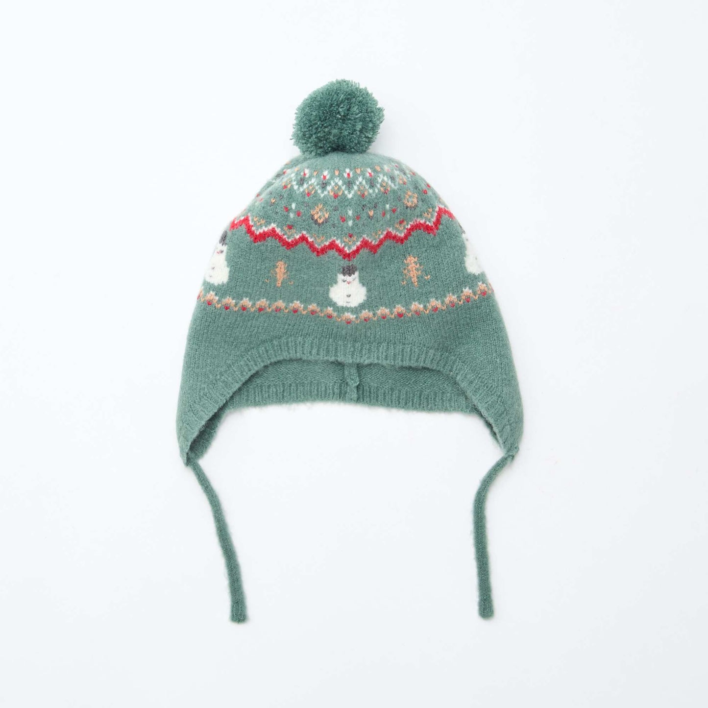Bonnet style péruvien à motif 'Noël' VERT