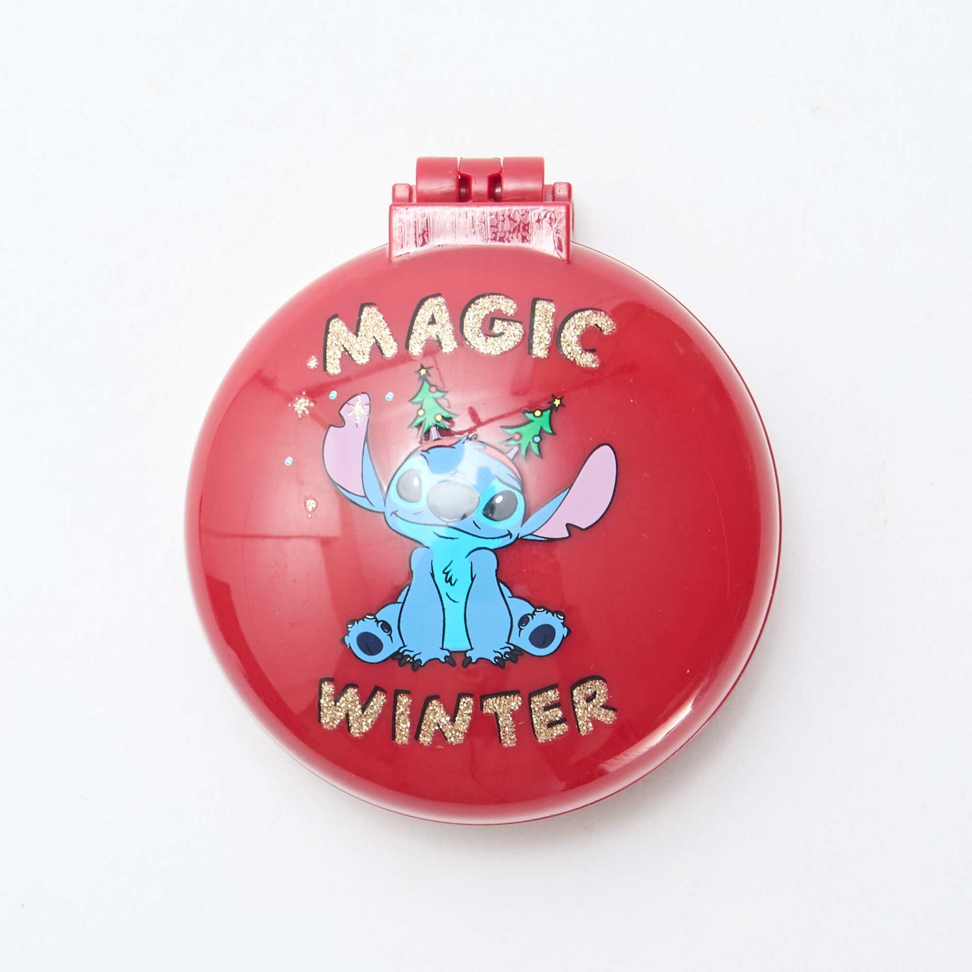 Pochette chouchou + pince cheveux + brosse 'Disney' 'Stitch' ROUGE