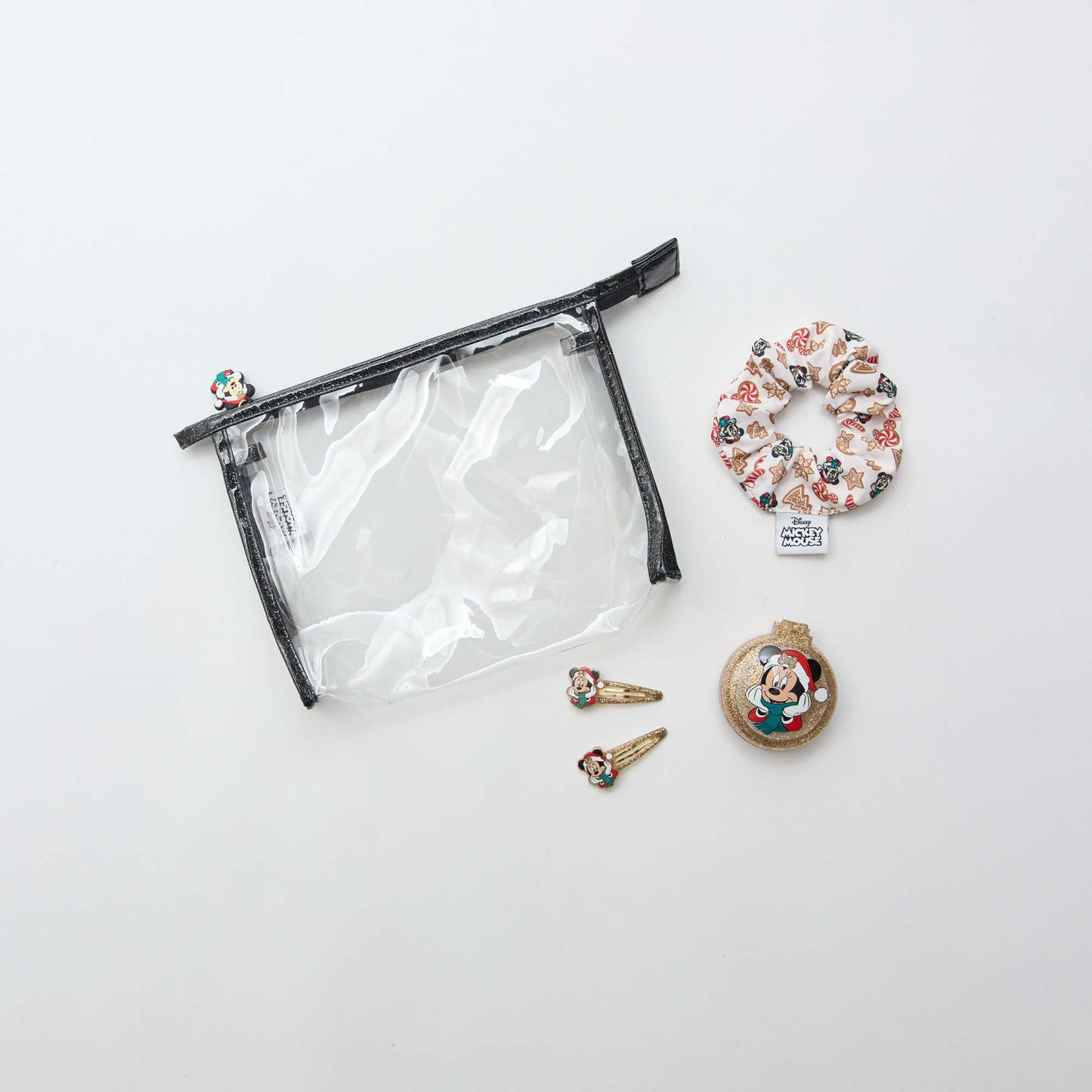Pochette chouchou + pince cheveux + brosse 'Disney' 'Minnie' NOIR