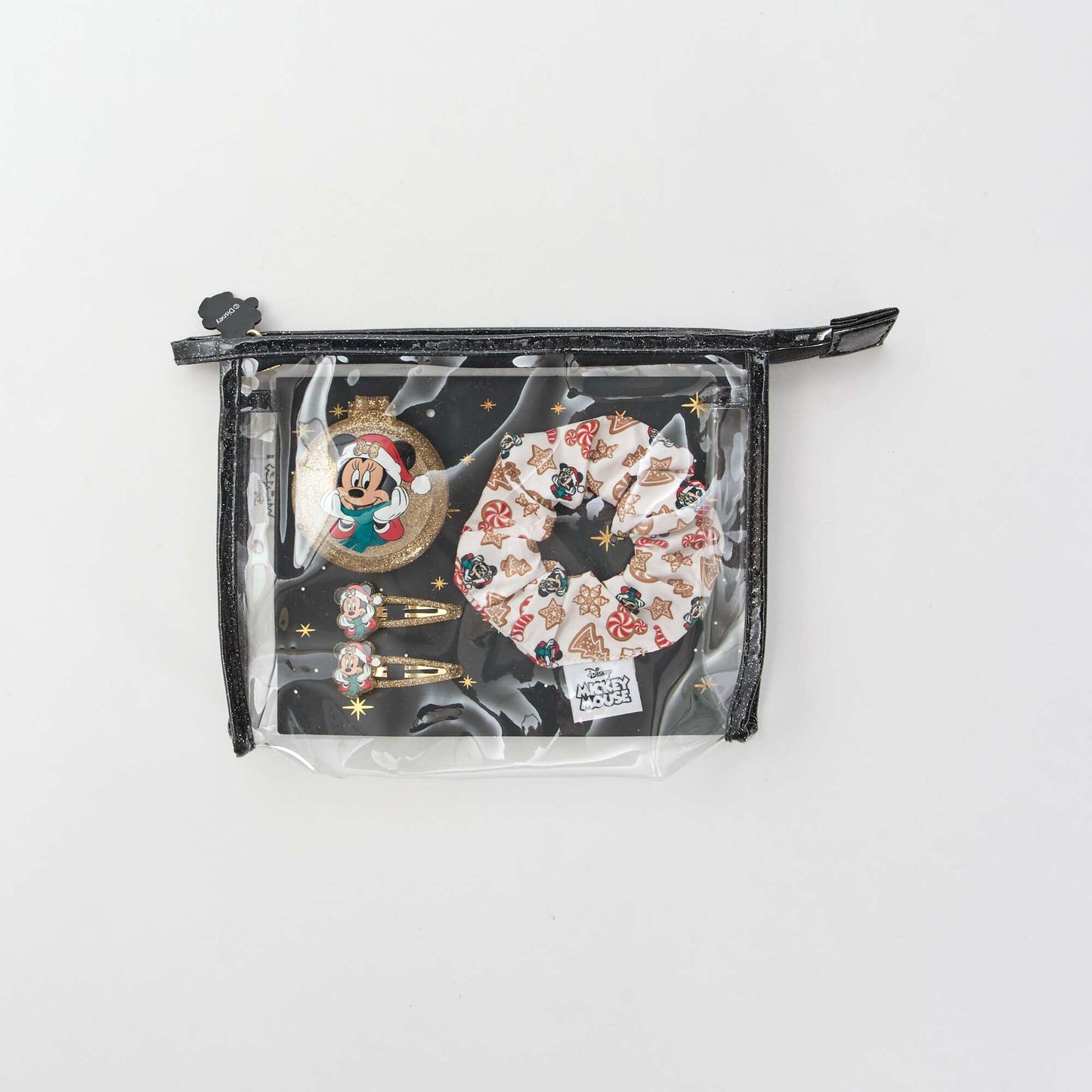 Pochette chouchou + pince cheveux + brosse 'Disney' 'Minnie' NOIR