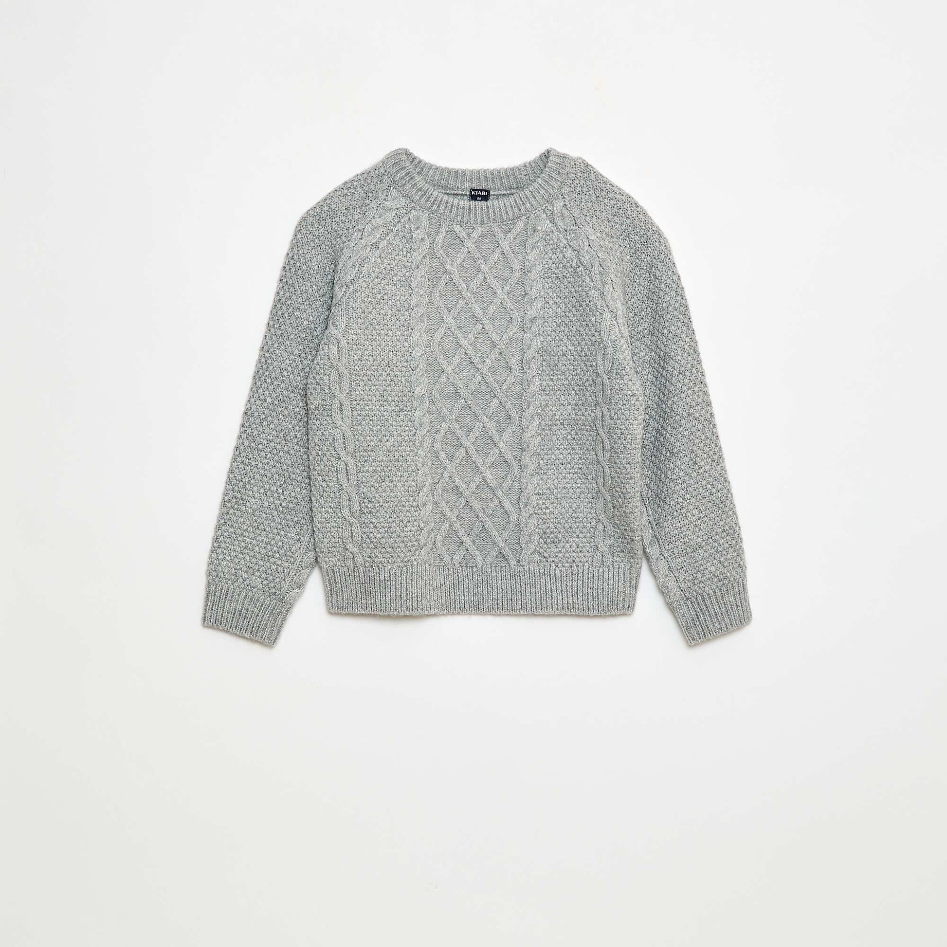 Pull col rond chaud uni GRIS