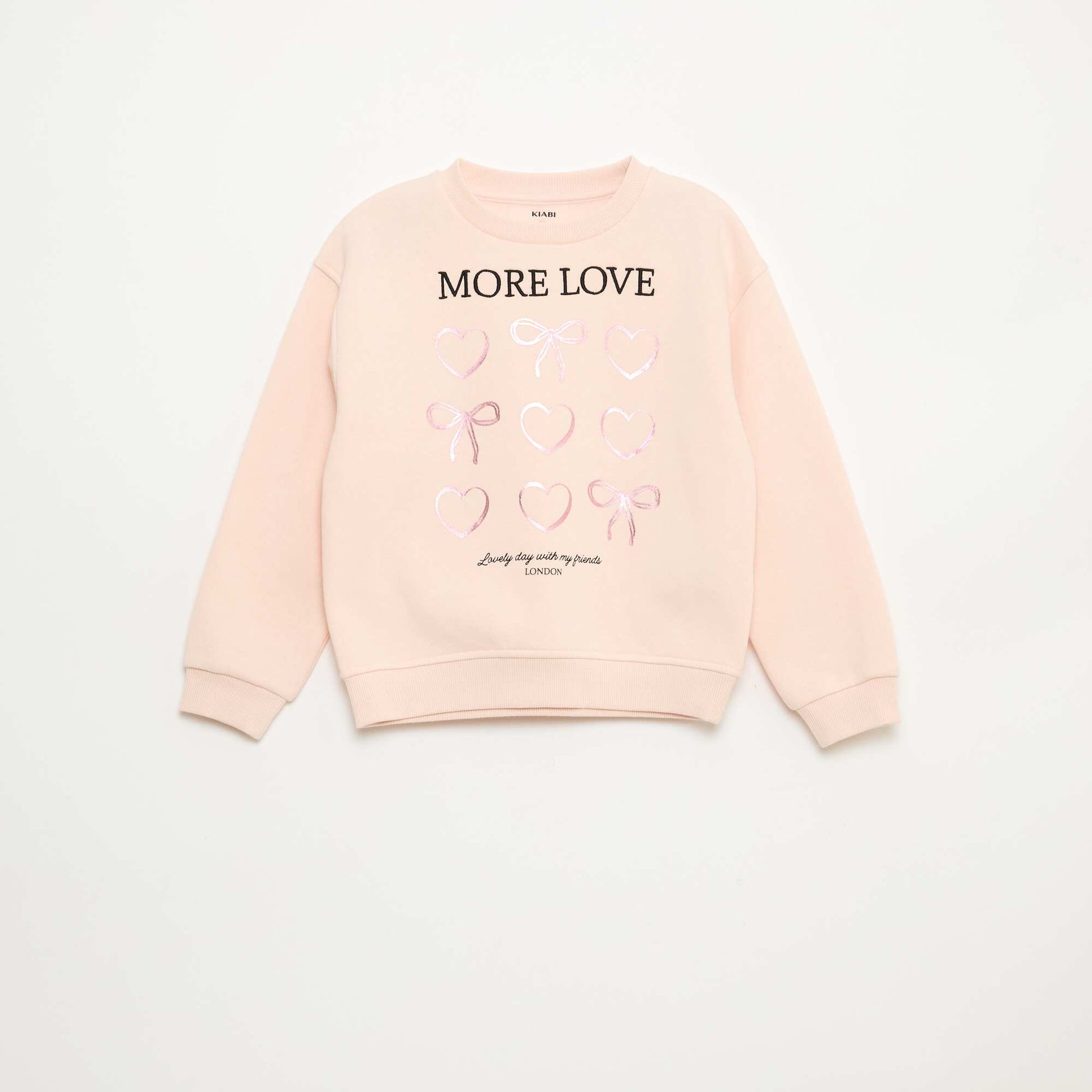 Sweat en molleton avec animation strass ROSE