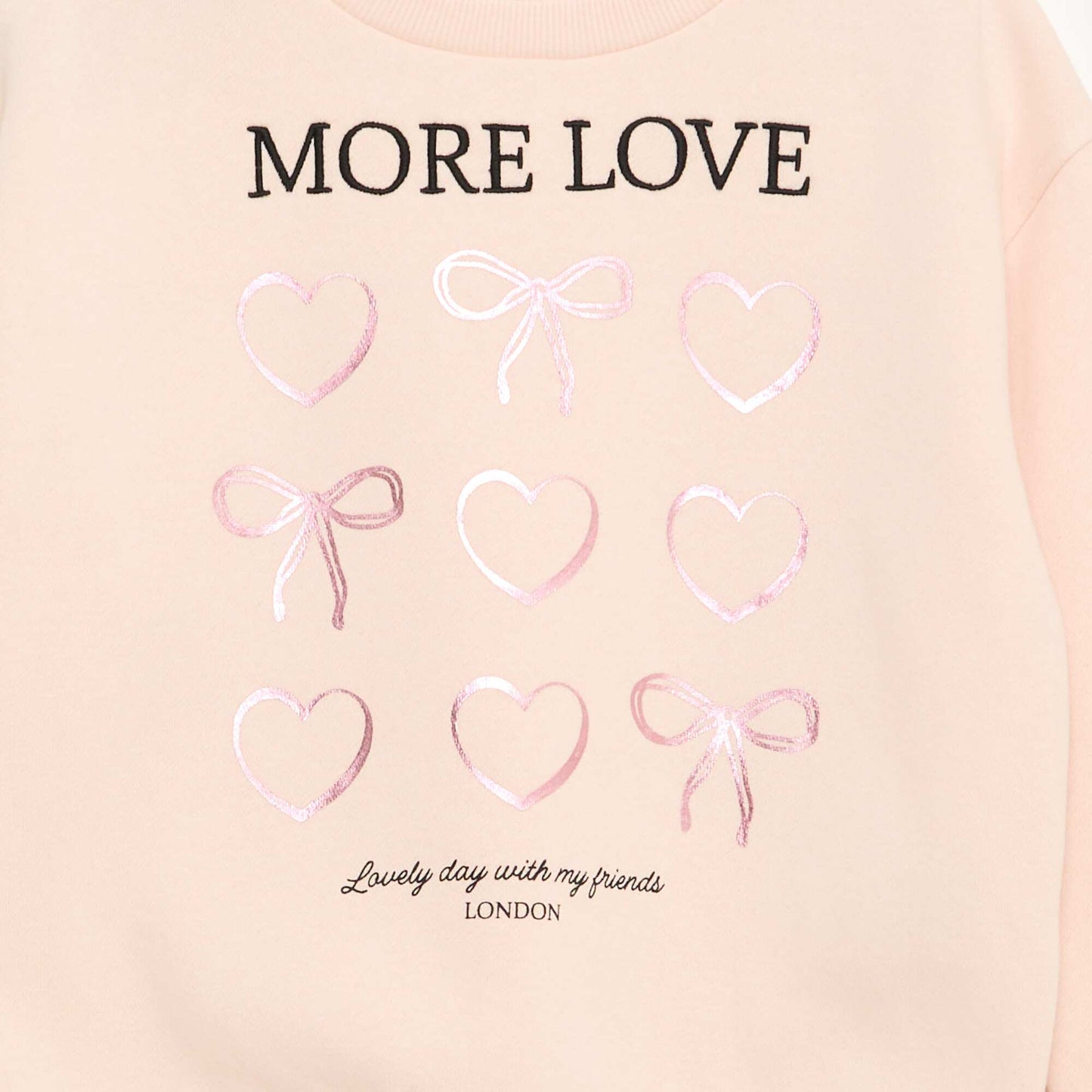 Sweat en molleton avec animation strass ROSE