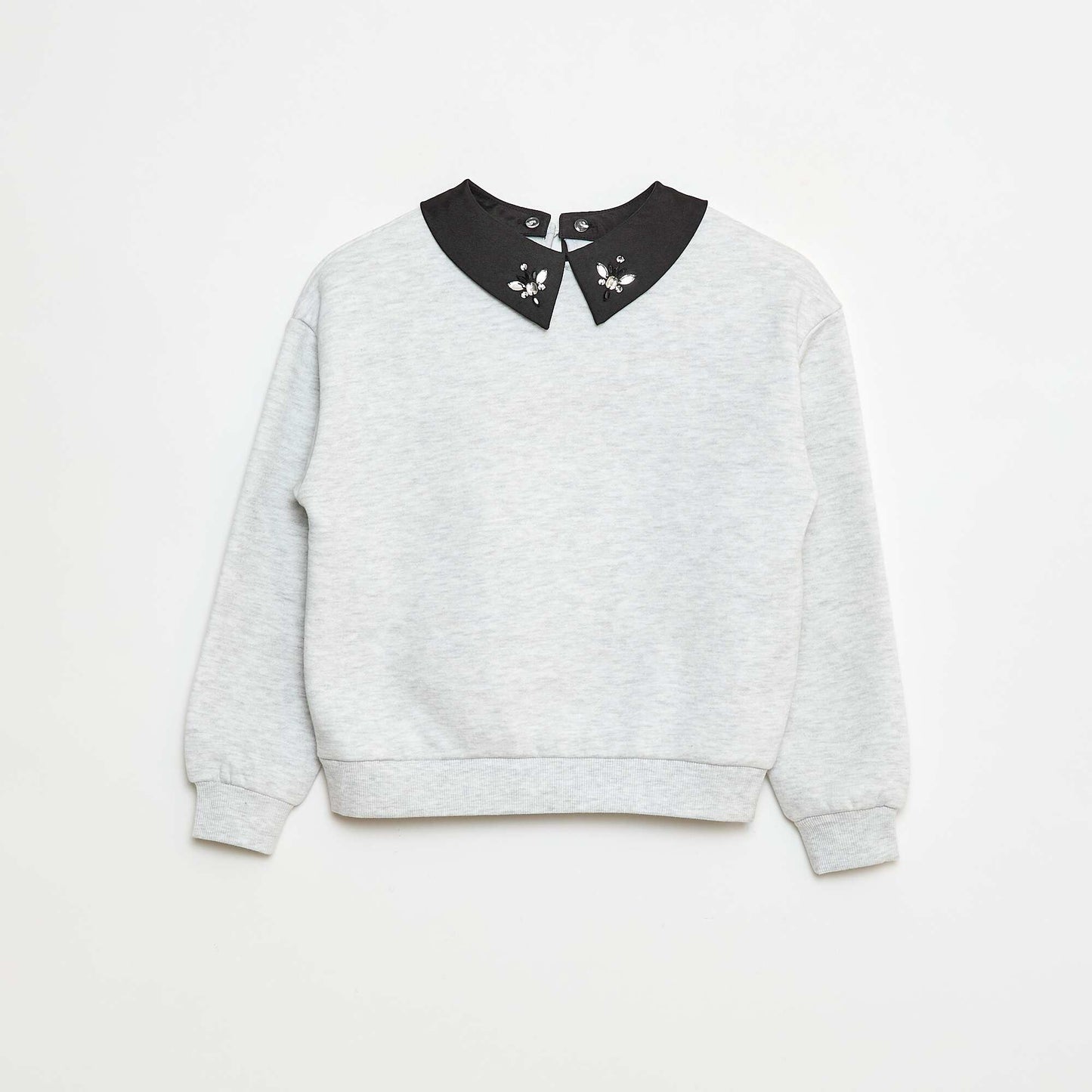 Sweat loose avec col à strass GRIS
