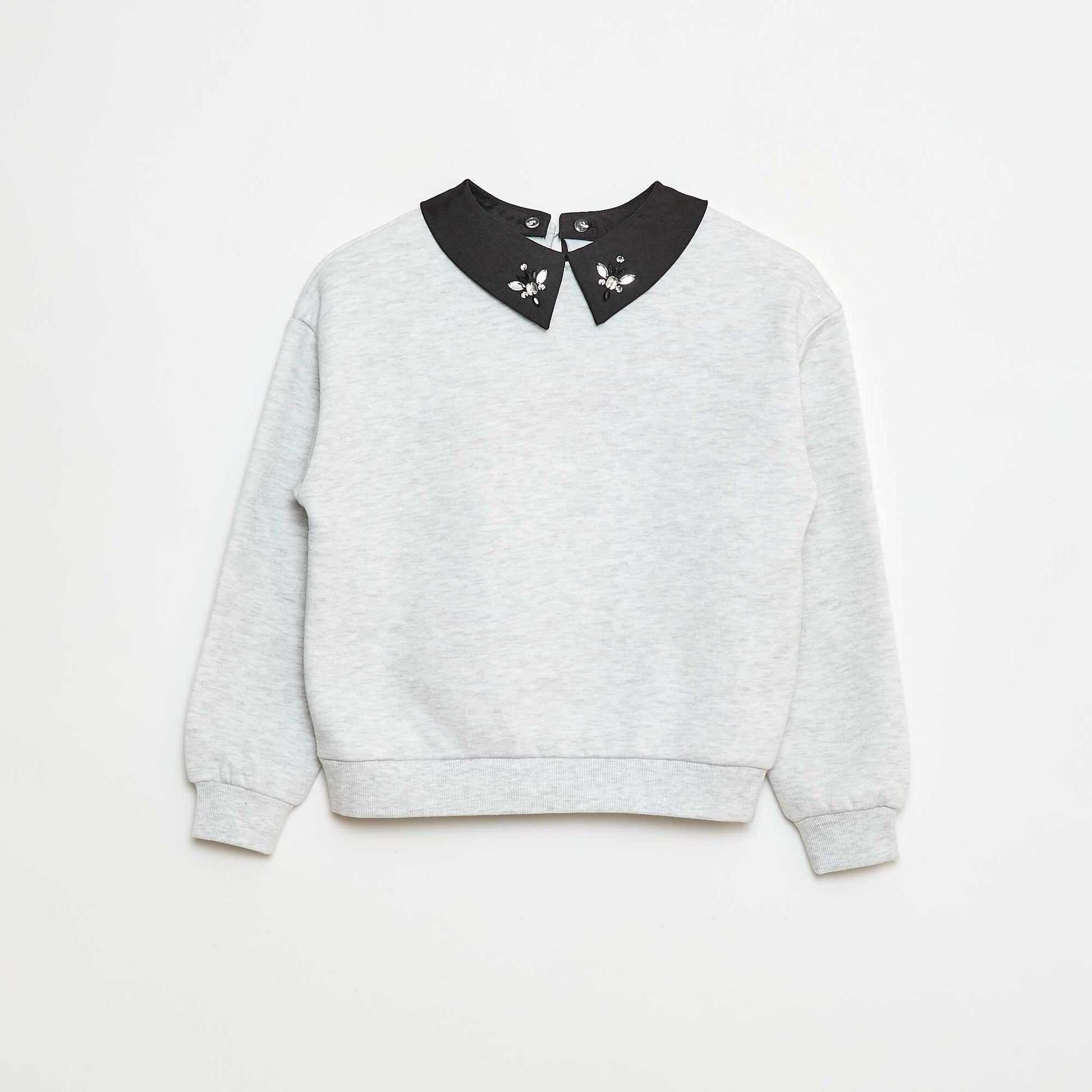 Sweat loose avec col à strass GRIS