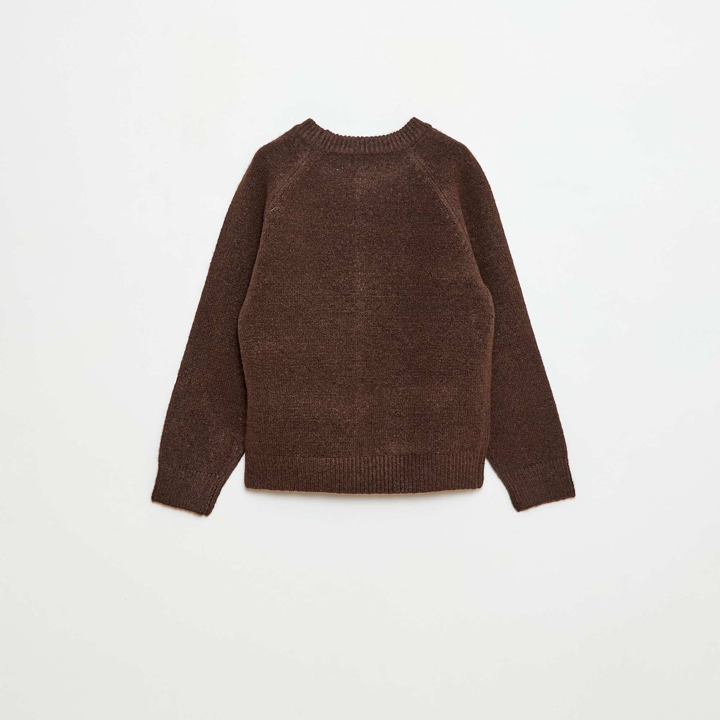 Pull col rond animé MARRON