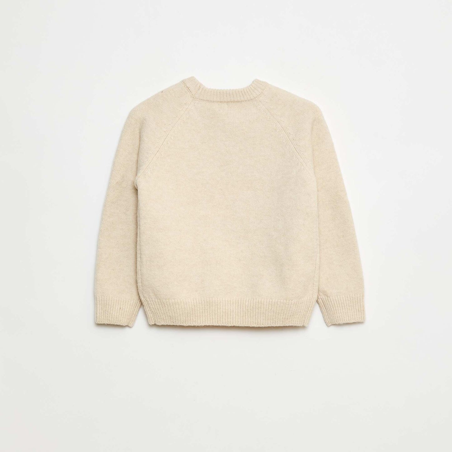 Pull col rond animé BEIGE