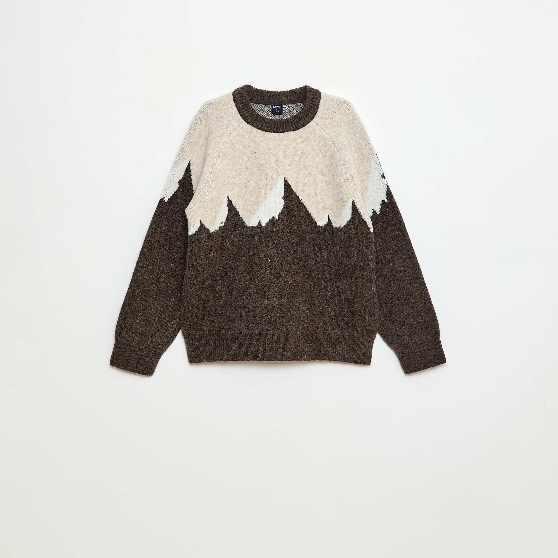 Pull col rond animé BEIGE