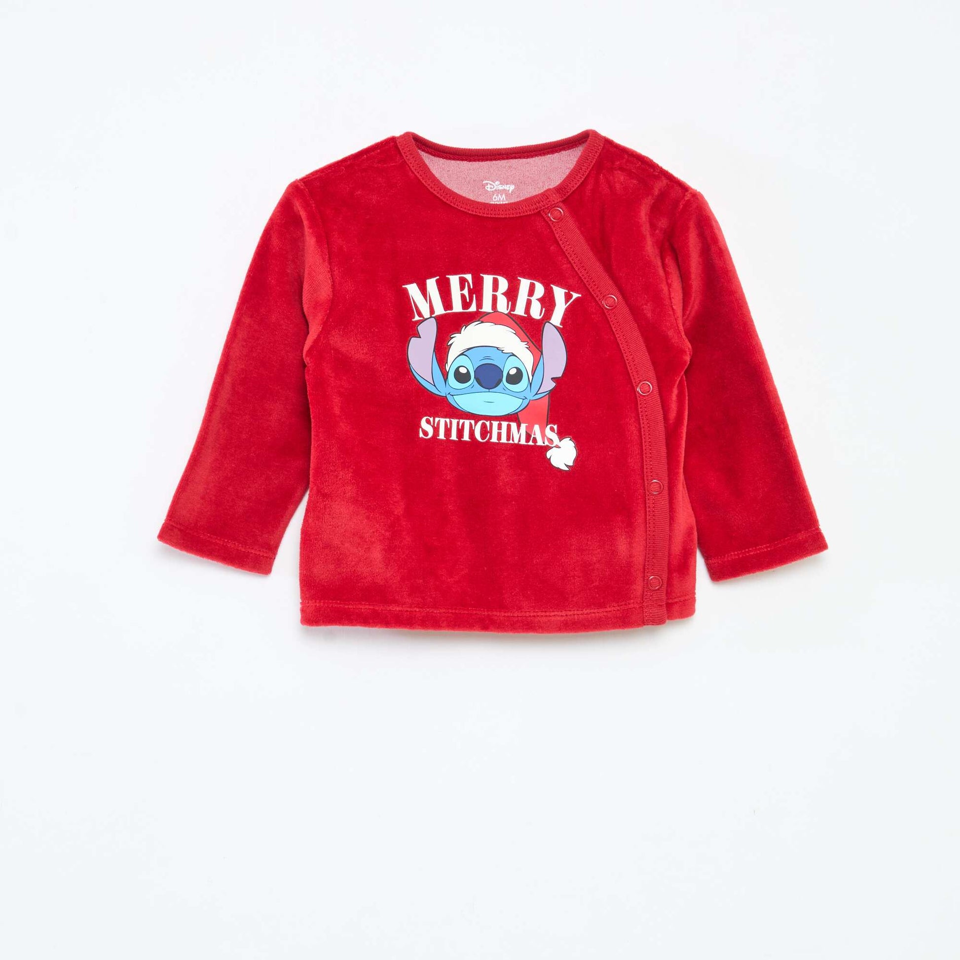 Ensemble de pyjama Noël imprimé 'Disney' 'Stitch' en coton ROUGE