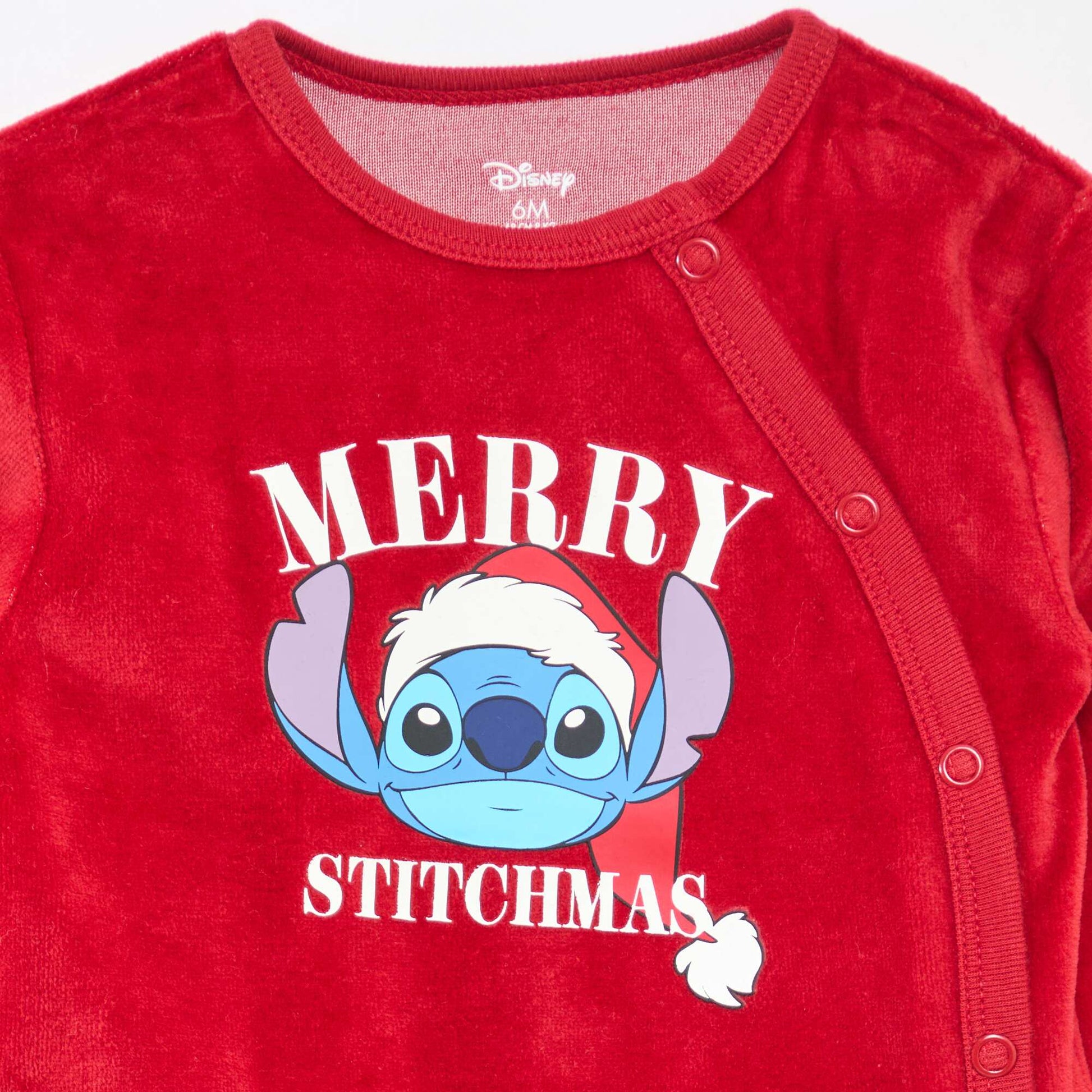 Ensemble de pyjama Noël imprimé 'Disney' 'Stitch' en coton ROUGE