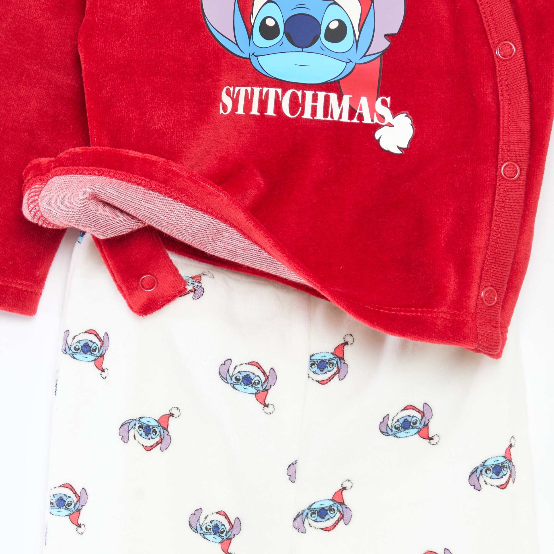 Ensemble de pyjama Noël imprimé 'Disney' 'Stitch' en coton ROUGE