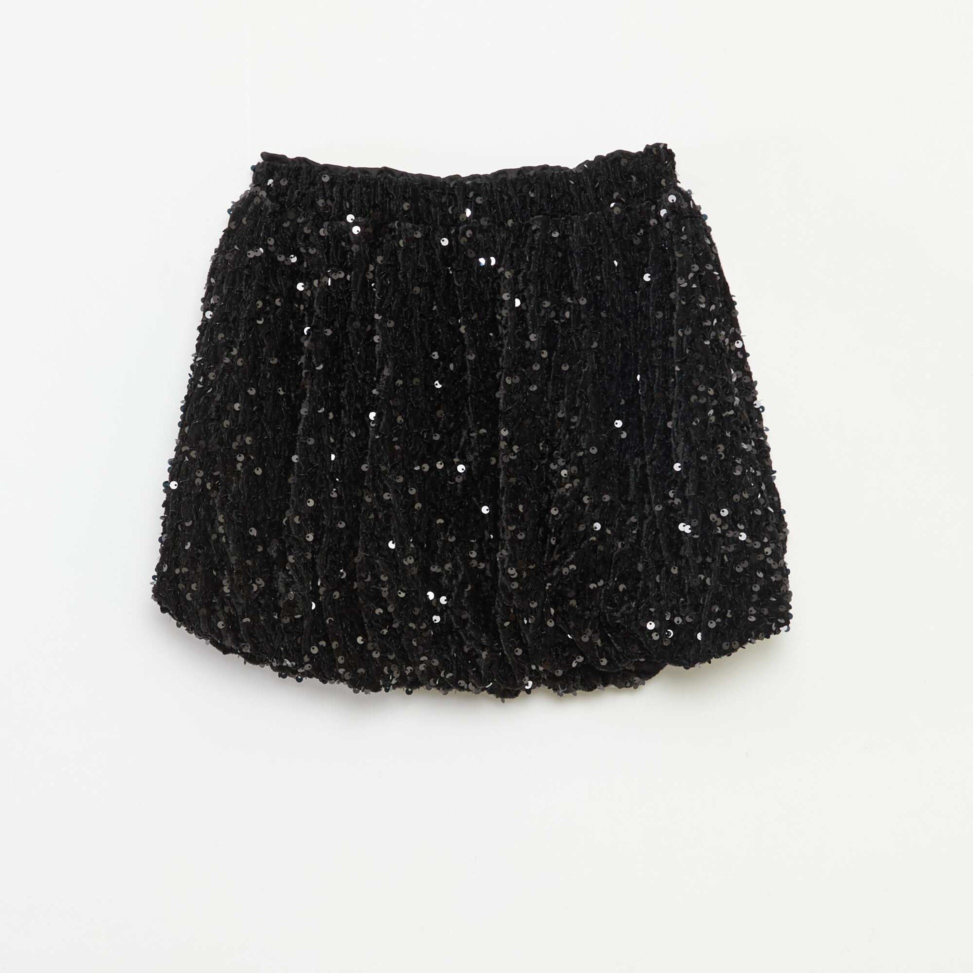 Jupe courte en sequins unie NOIR
