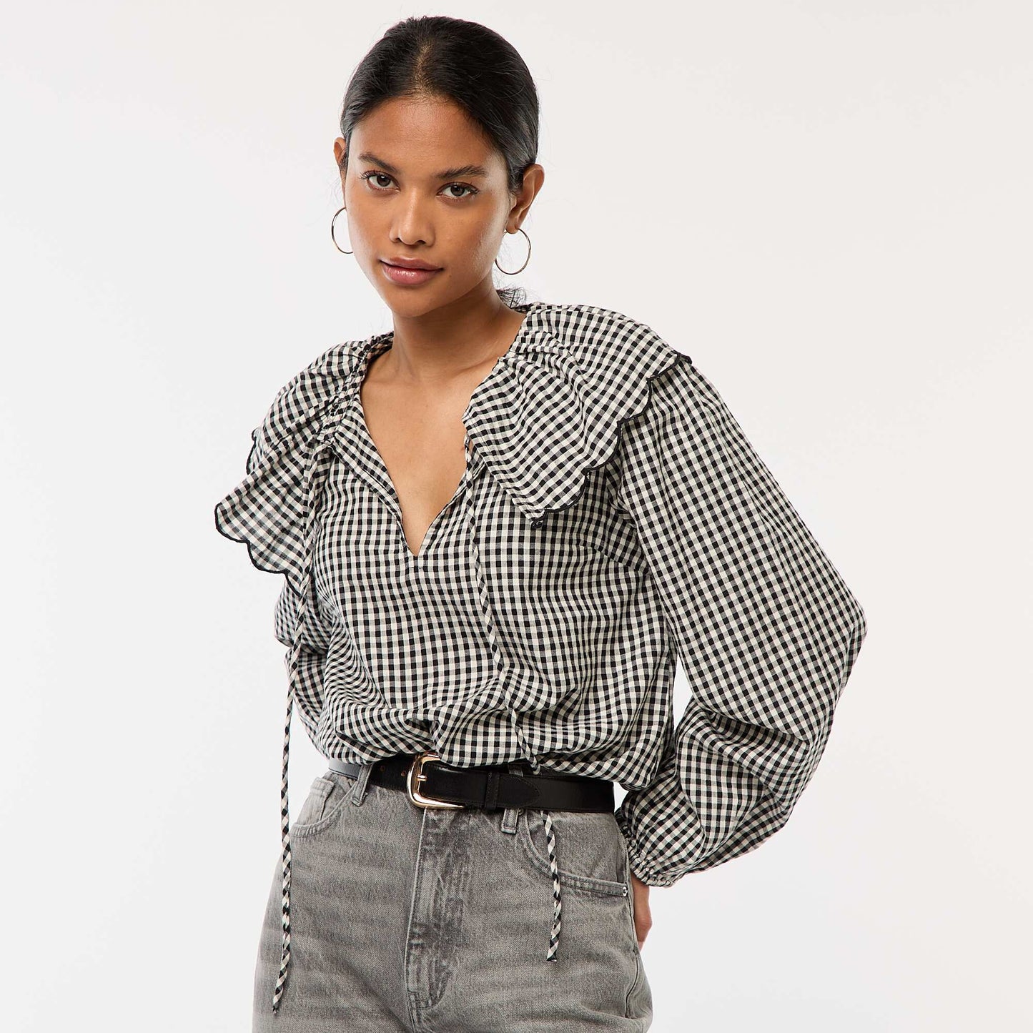 Blouse avec large col claudine NOIR