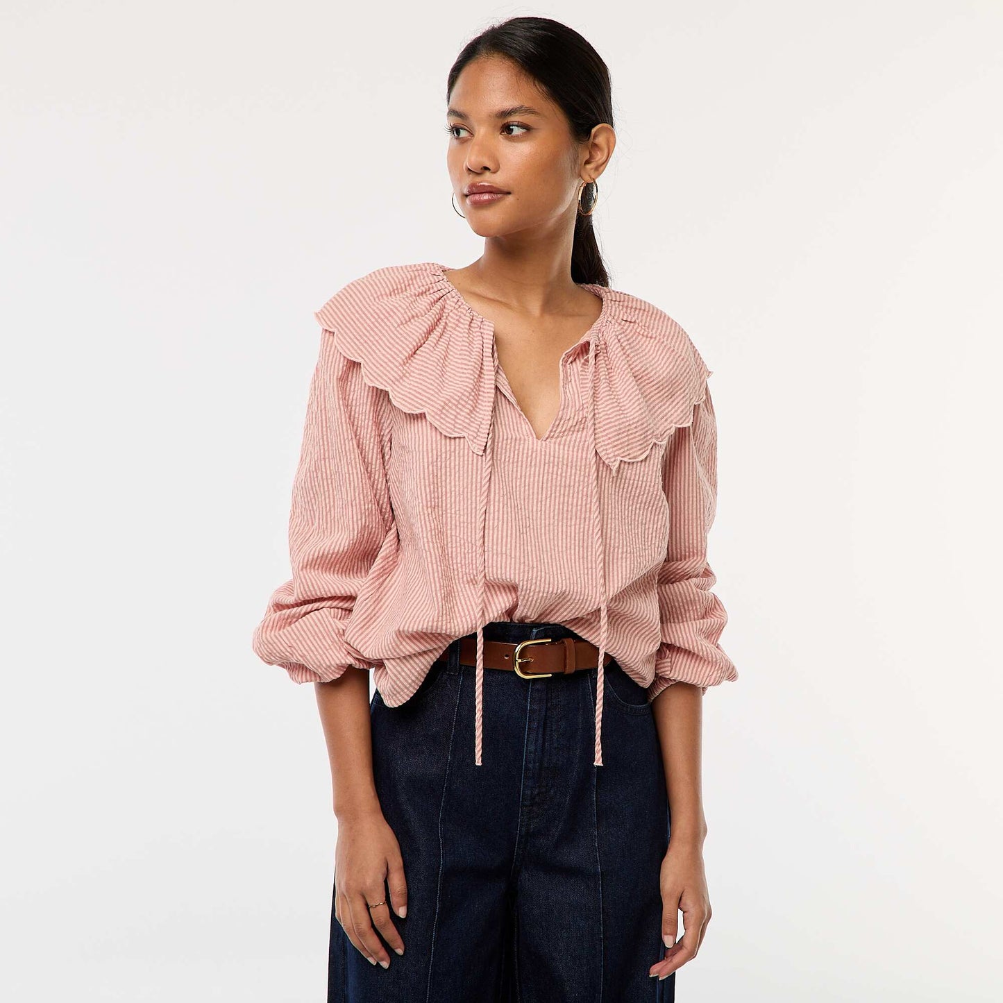 Blouse avec large col claudine ROSE