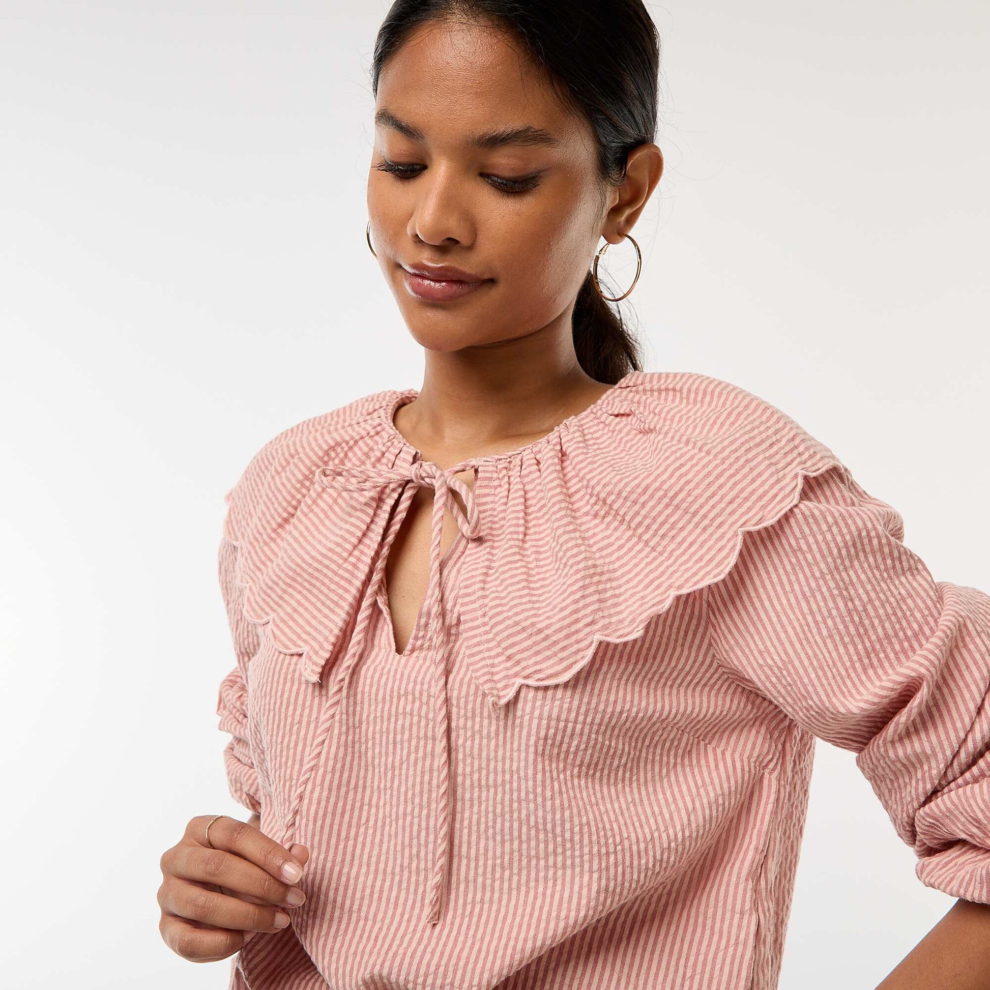 Blouse avec large col claudine ROSE