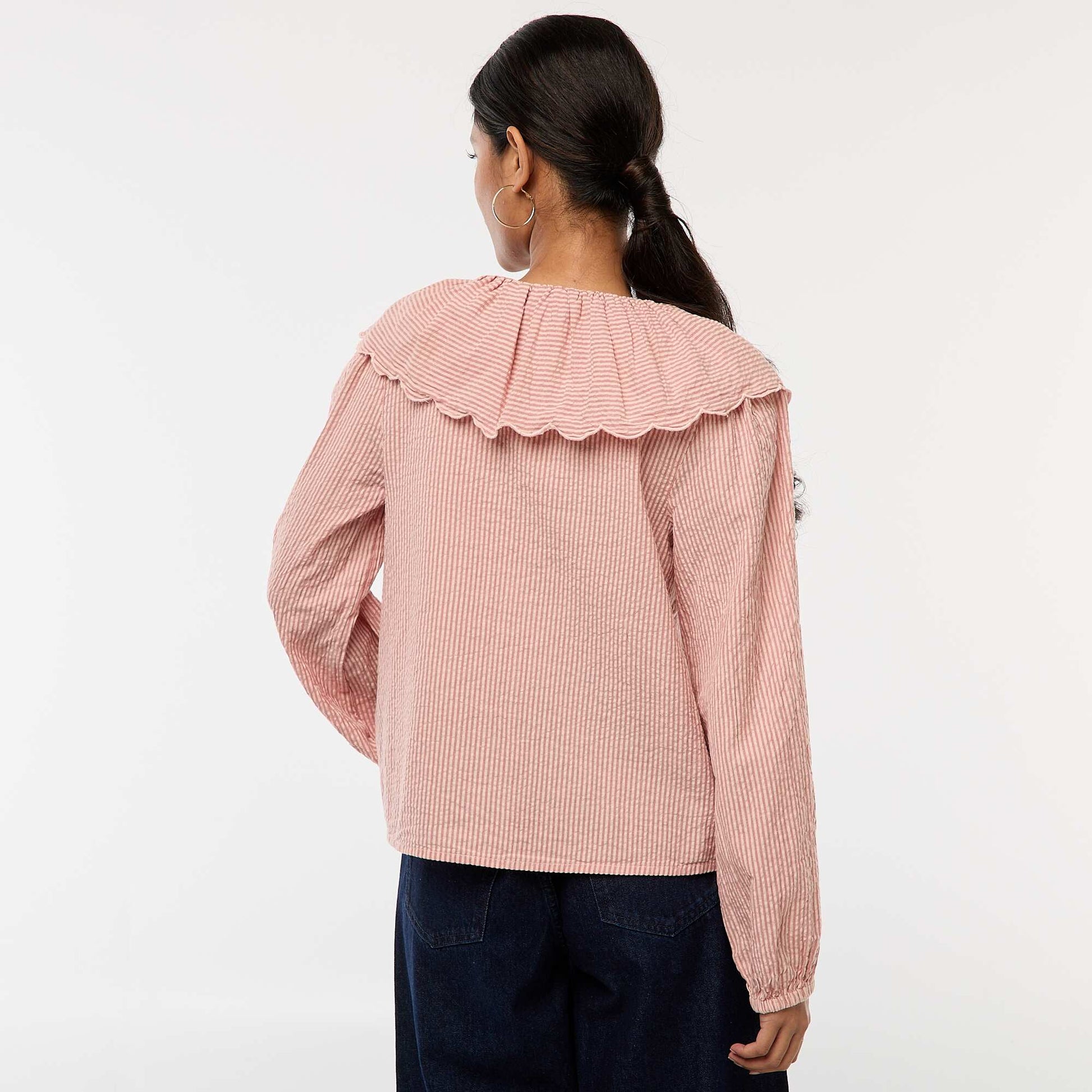 Blouse avec large col claudine ROSE