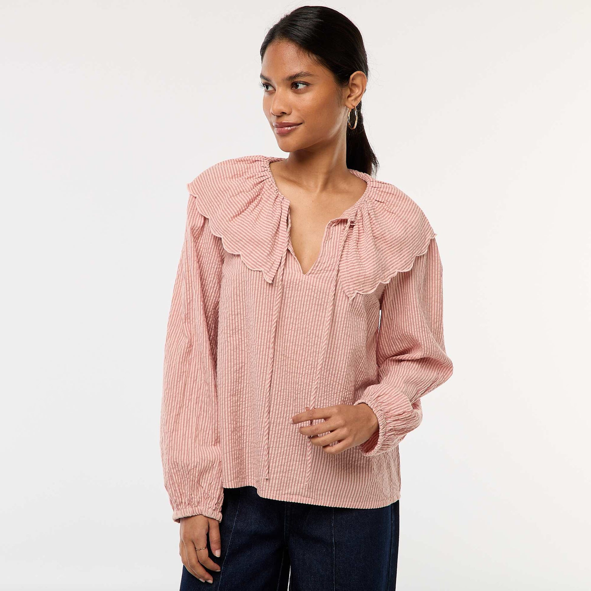 Blouse avec large col claudine ROSE