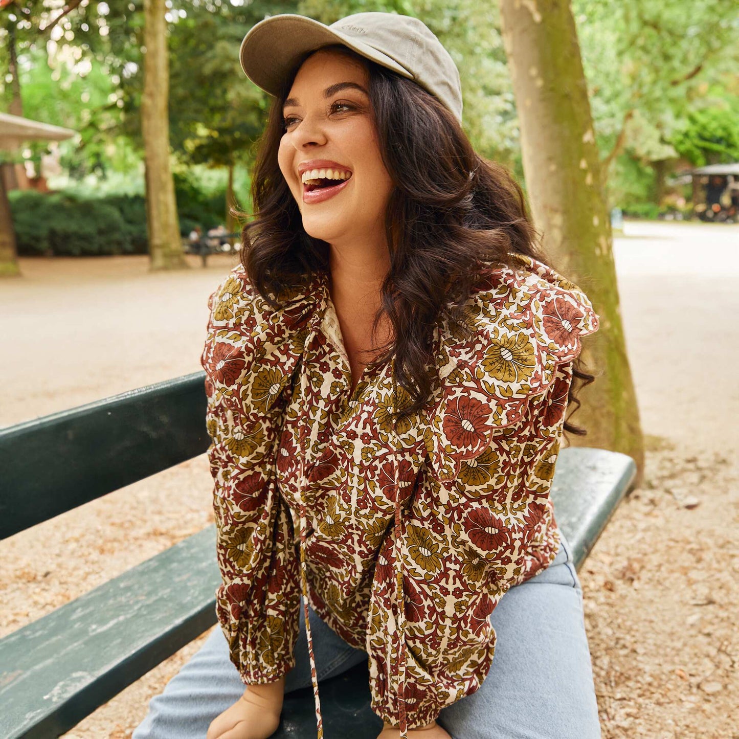 Blouse avec large col claudine BEIGE