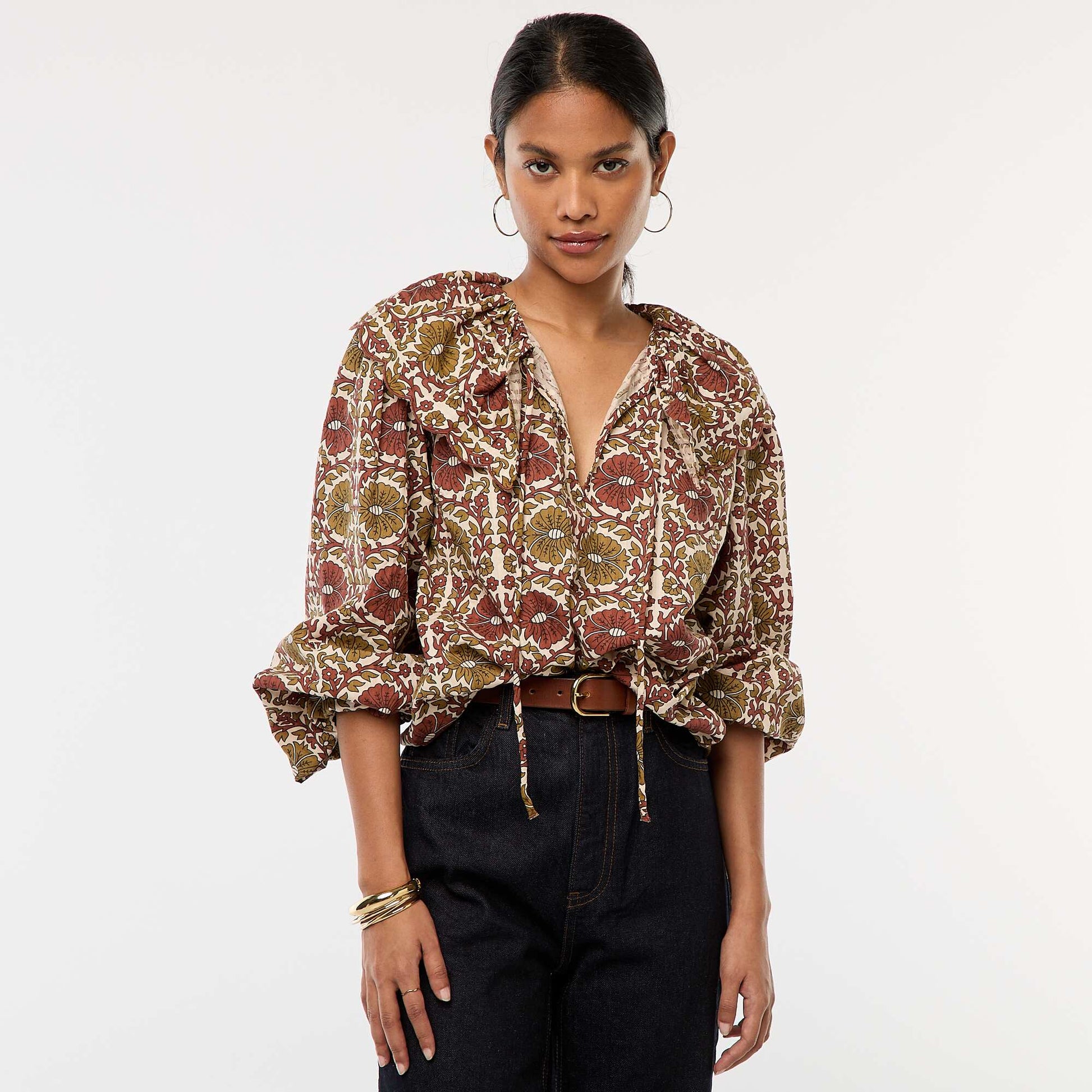 Blouse avec large col claudine BEIGE