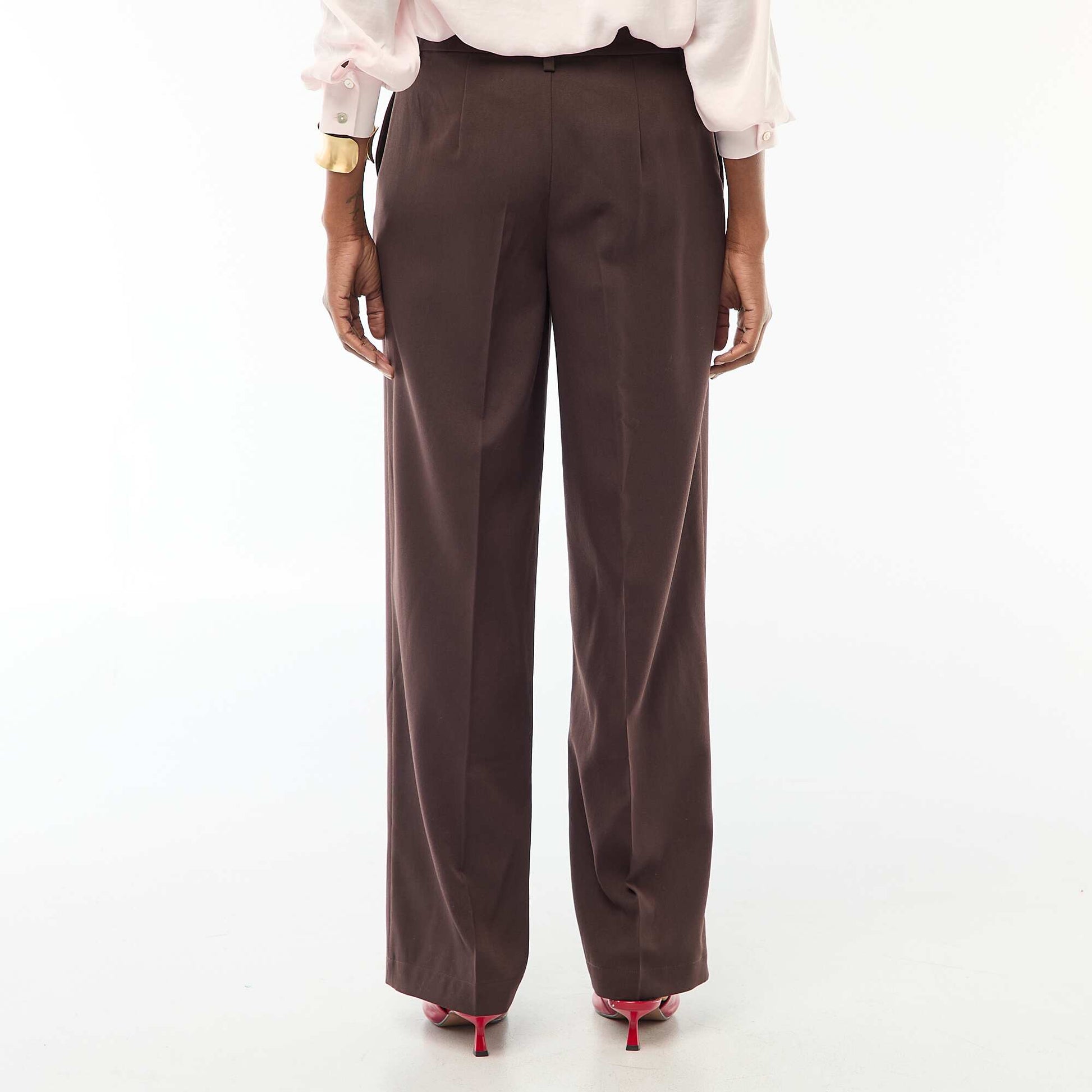Pantalon large fluide uni MARRON